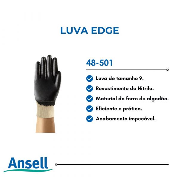 Luva EDGE 48-501 Tamanho 9 CA 32719 Ansell