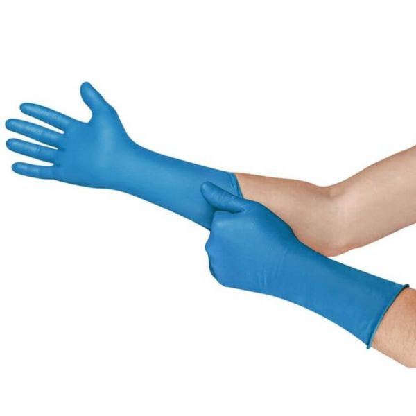 Luva Longa Microflex 93-283 Nitrílica Azul Tam-M Ansell