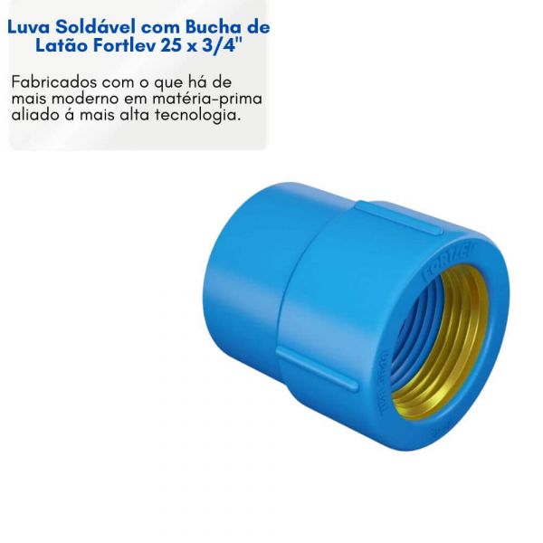 Luva Soldável Liso Roscável com Bucha de Latão 25mm 3/4 Fortlev