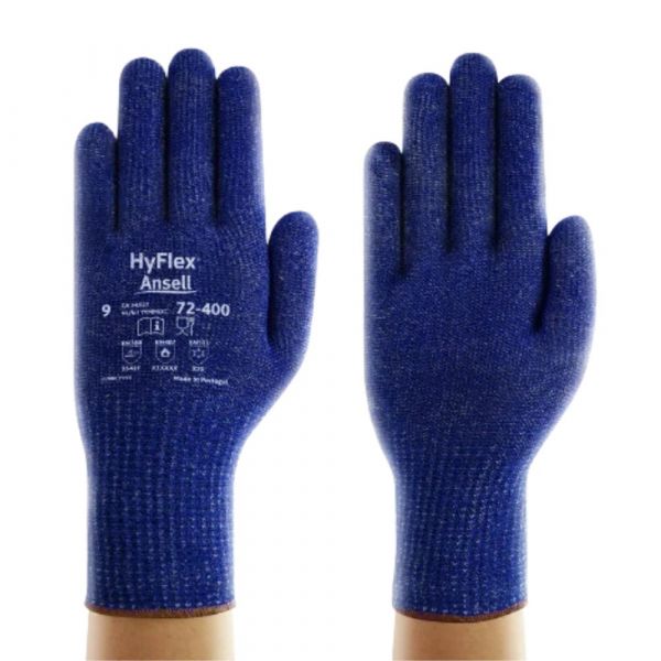 Luva Tricotada Aço Inox Fibra de Vidro Azul Tamanho 9 VersaTouch 72-400 CA 34027 Ansell