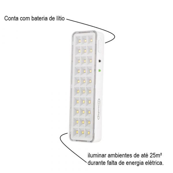 Luz Emergência Autônoma 30 Leds Segurimax