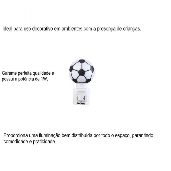 Luz Led Noturna Bola 3000k 1W Bivolt Avant