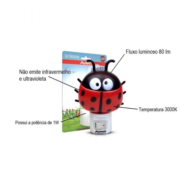 Luz Led Noturna Joaninha 1W Bivolt Avant