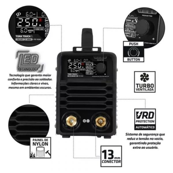 Máquina de Solda Touch 250A AC/DC Waves Tork