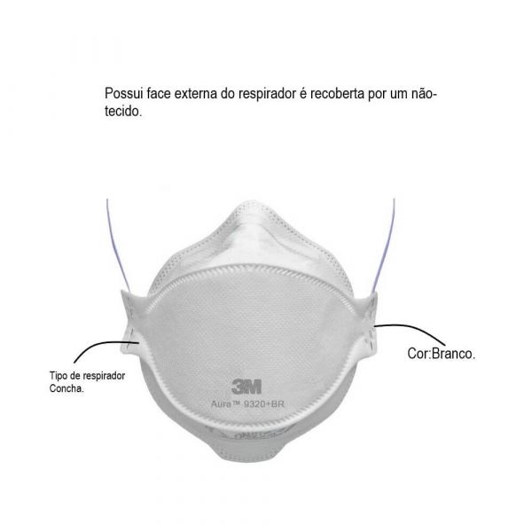 Máscara Concha PFF2 Com 20 Unidades 3M