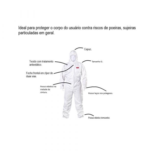 Macacão Branco De Segurança Tipo6 Tamanho G Bracol
