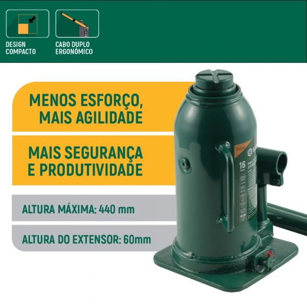 Macaco Hidráulico Garrafa 16 Toneladas Sata
