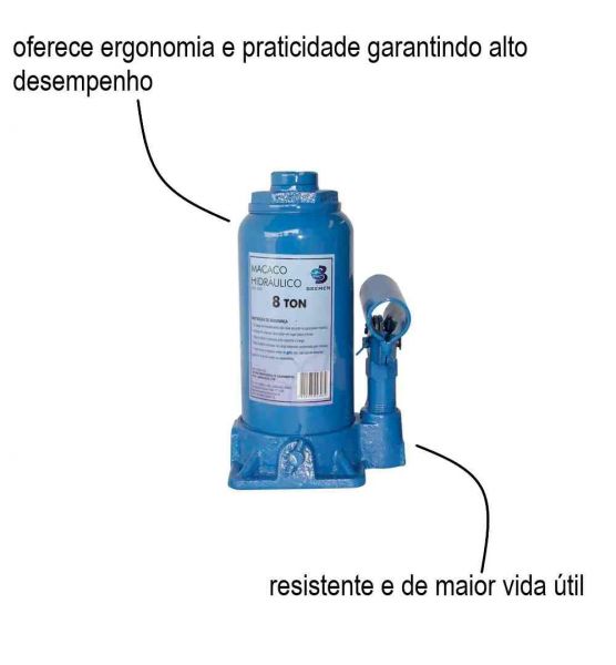 Macaco Hidráulico Garrafa 8 Toneladas Bremen