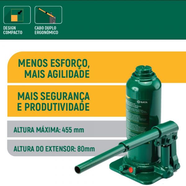 Macaco Hidráulico Garrafa 8 Toneladas Sata