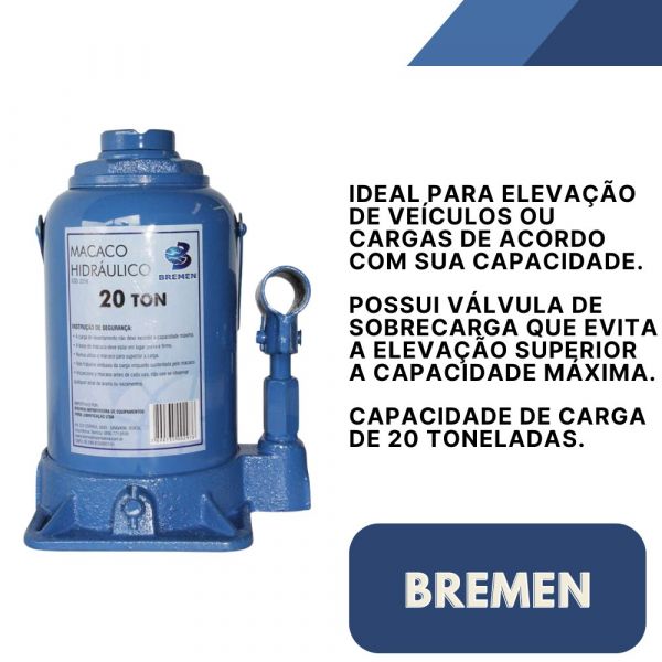 Macaco Hidráulico Manual 20 Toneladas Bremen