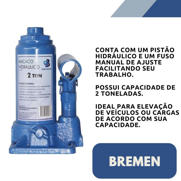 Macaco Hidráulico Manual 2 Toneladas Bremen
