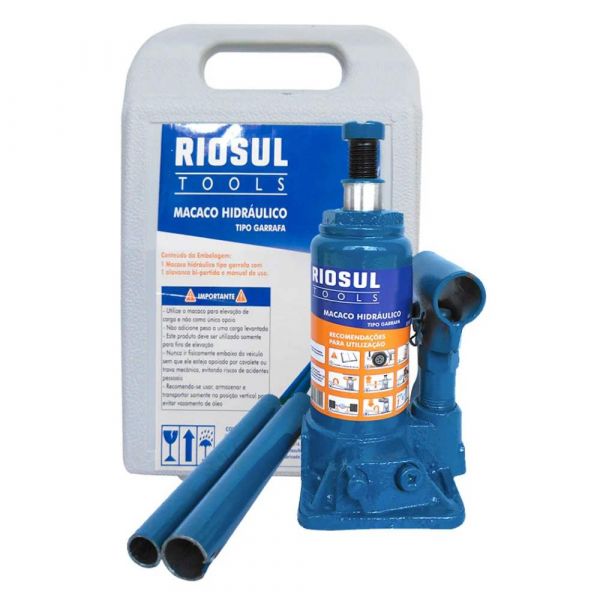 Macaco Hidráulico tipo Garrafa 4 Toneladas com Maleta Riosultools