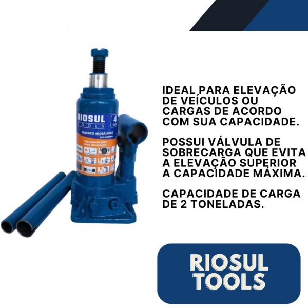 Macaco Hidráulico Tipo Garrafa 4 Toneladas Riosultools