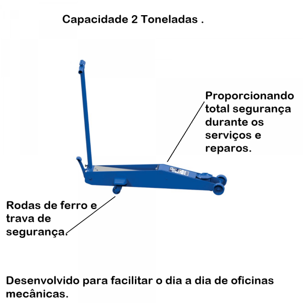 Macaco Hidráulico Tipo Jacaré 2 Toneladas Longo J2200 Bovenau 