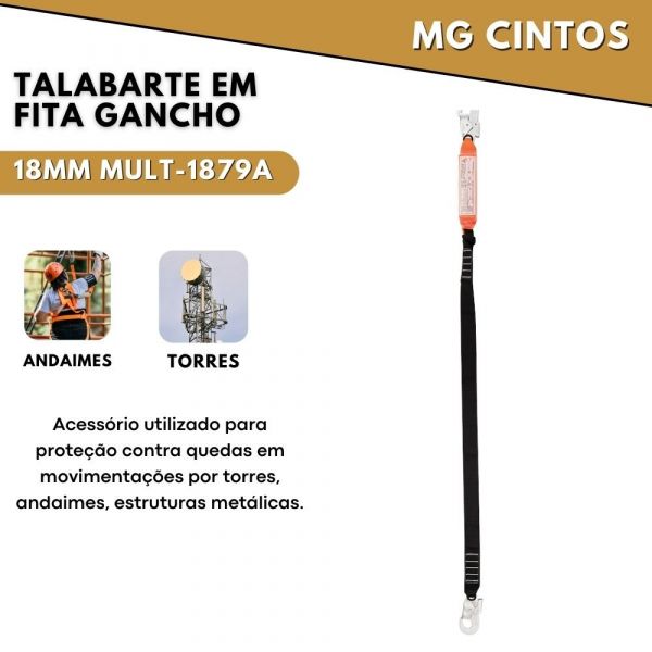 Talabarte em Fita Gancho 18mm Mult-1879A MG Cintos