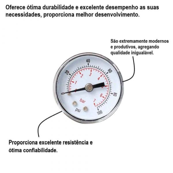 Manômetro Seco De 0 A 7 Bar 0 A 100 Psi Balflex