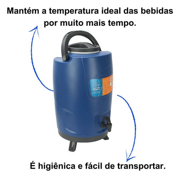 Botijão Térmico 12 Litros com Torneira Invicta 