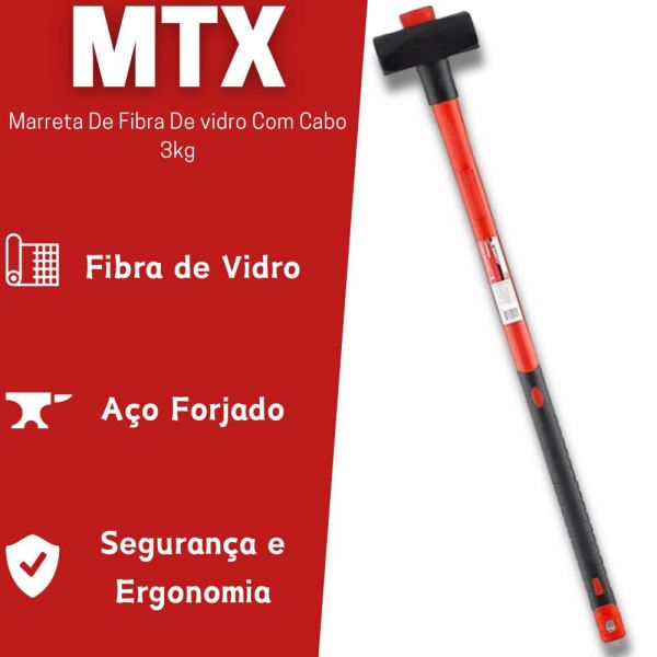Marreta De Fibra De vidro Com Cabo 3kg MTX 
