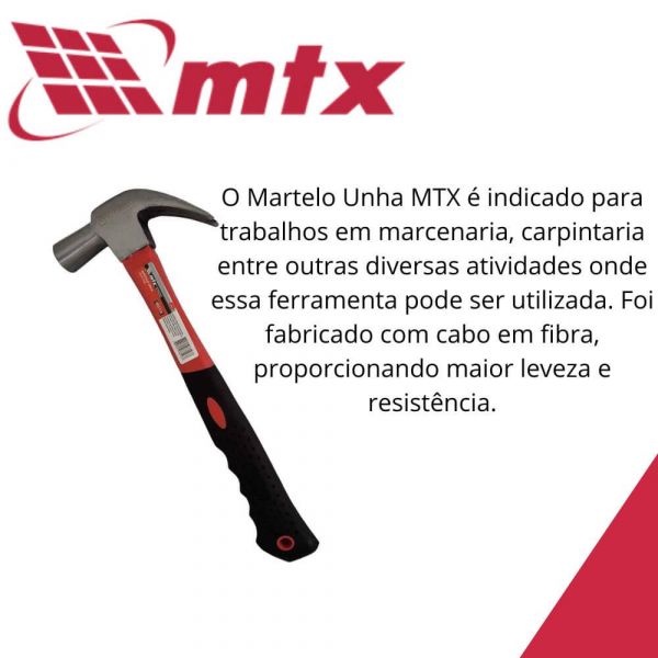 Martelo Unha com Cabo de Fibra 27mm- Mtx