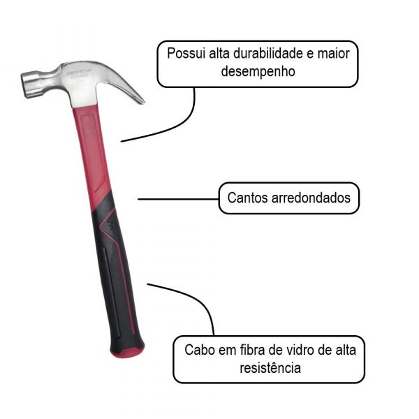 Martelo Unha com Cabo de Fibra 28mm Gedore Red