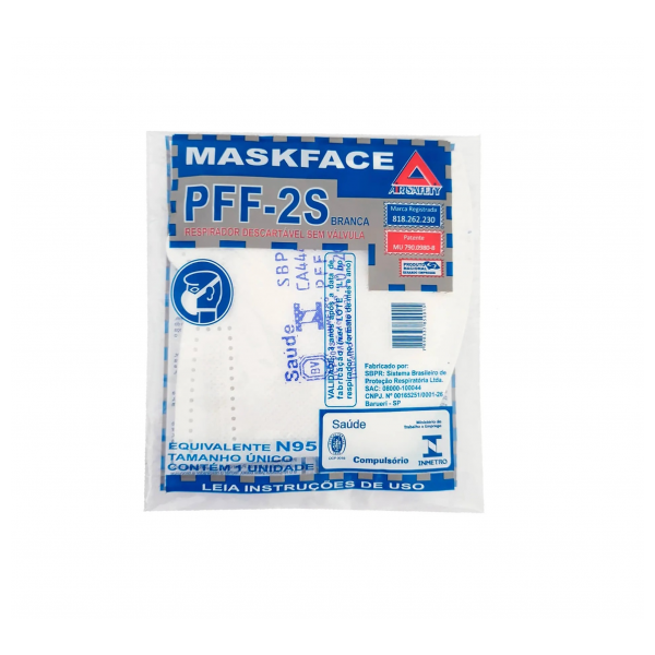 Máscara Pff2 Sem Válvula Maskface Branca Air Safety