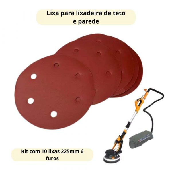 Disco Lixa Parede 225mm P.180 Mlp750 Com 10 Unidades Menegotti