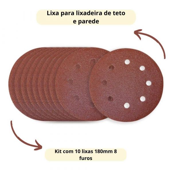 Disco Lixa Parede 180mm P.150 Mlp710 800h Com 10 Unidades Menegotti