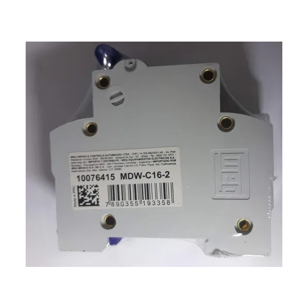 Disjuntor Termomagnético 3KA 2P MDW-C 16A Weg