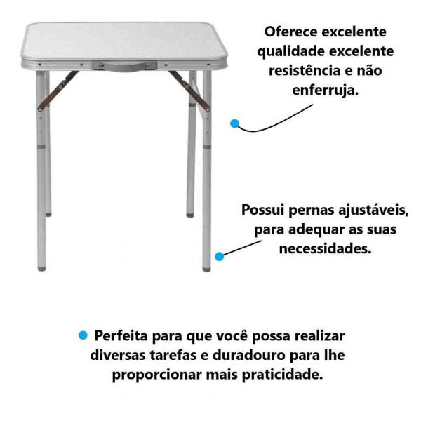 Mesa Dobrável De Alumínio Com Tampo Mdf 900X600 MTX