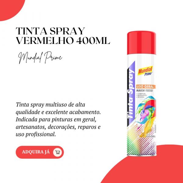Tinta Spray Vermelho 400ml- Mundial Prime