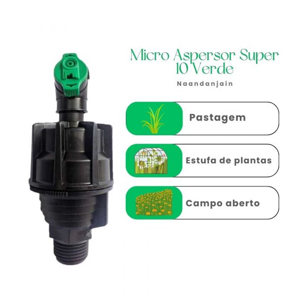 Micro Aspersor Super 10 Verde Bocal Naandanjain