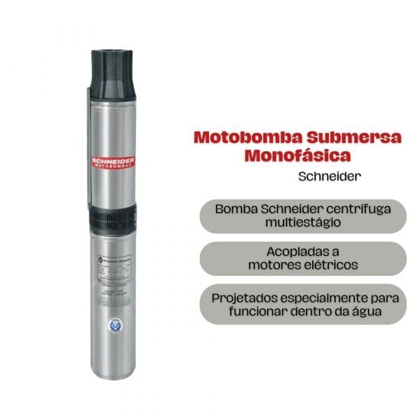 Motobomba Submersa 1,0CV Sub5 10NY4E15 230V Monófasica 2F Schneider  