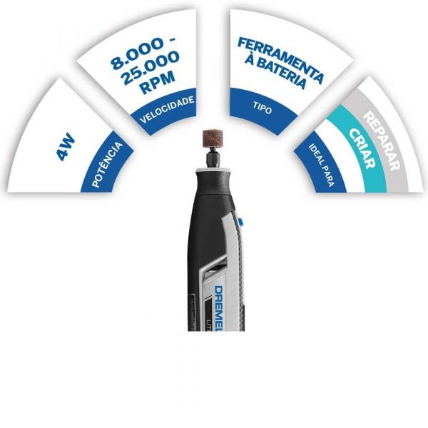 Dremel Micro Retífica Lite a Bateria com 10 Acessórios