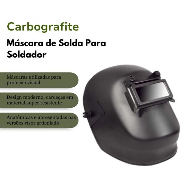 Máscara de Solda Para Soldador com Visor Fixo Carbografite