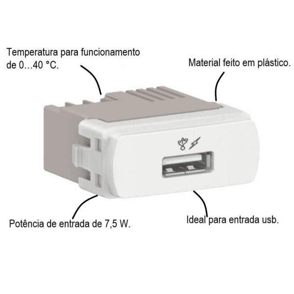 Modulo Tomada Carregador Usb 5.1 1 A S3b70810 Miluz Schneider Eletric
