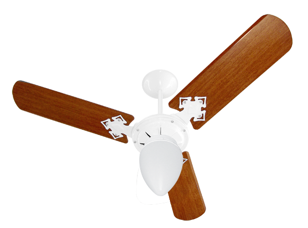 Ventilador de Teto Branco 3 Pás Marrom com Globo Fechado- Venti Delta New Delta Ligth