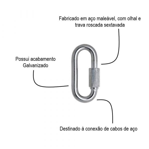2 Unidades de Mosquetão Trava Roscada 6mm Carbografite
