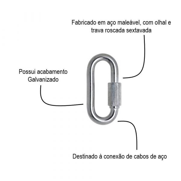 1 Unidade de Mosquetão Trava Rosca 8mm Carbografite
