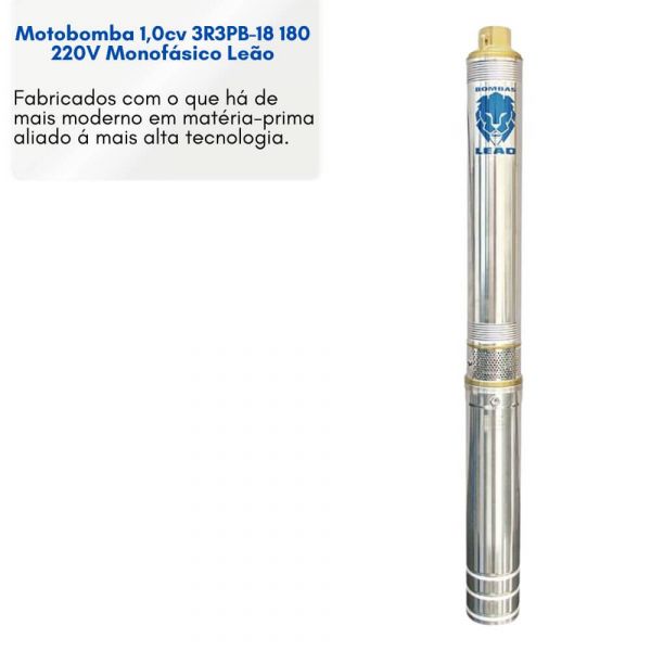Motobomba 1,0cv 3R3PB-18 180 220V Monofásico Leão