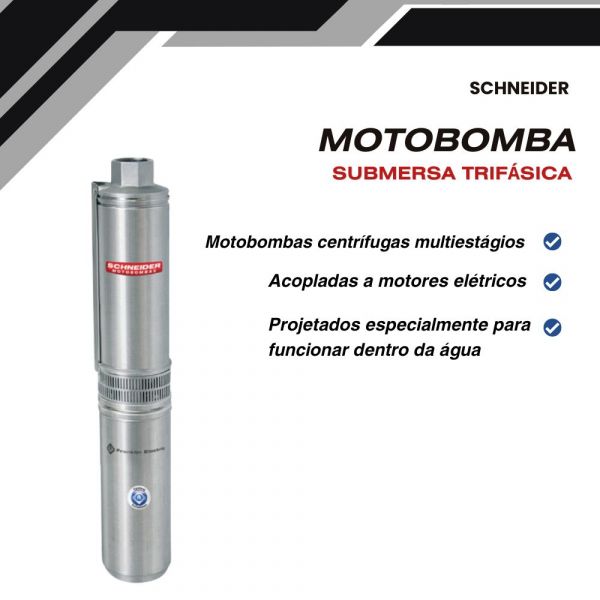 Motobomba Submersa Trifásica SUB25-15NY4E8 1,5CV 380V Schneider