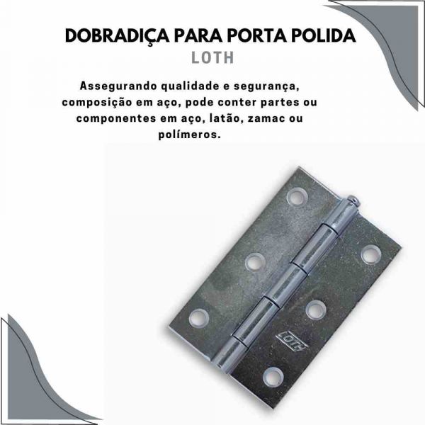 Dobradiça Para Porta Polida 2,5