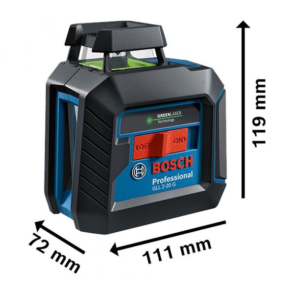 Nível a Laser GLL 2-20 G Verde 360° com Tripé + Pilhas Recarregáveis Bosch