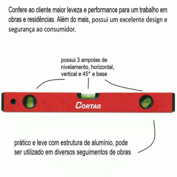 Nível De Alumínio 16” Cortag