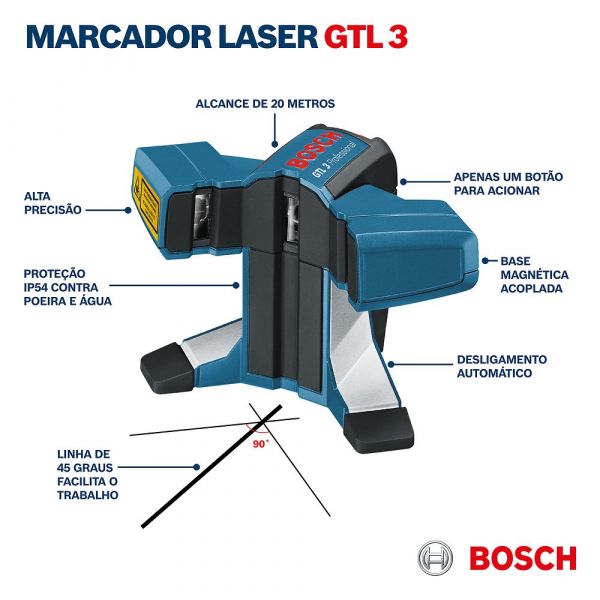 Nível Laser Bosch GTL 3 Alcance Até 20 metros