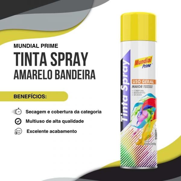 Tinta Spray Amarelo Bandeira 400ml Mundial Prime