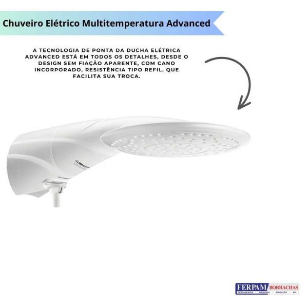 Chuveiro Elétrico Multitemperatura Advanced 6400W 220V Branco Lorenzetti