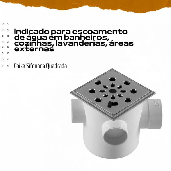 Caixa Sifonada Quadrada 3 Entradas com Grelha Anti-Inseto Astra