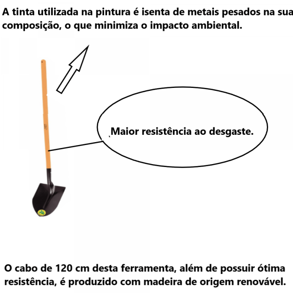 Pá de Bico Media em Aço com Cabo de Madeira Tramontina 