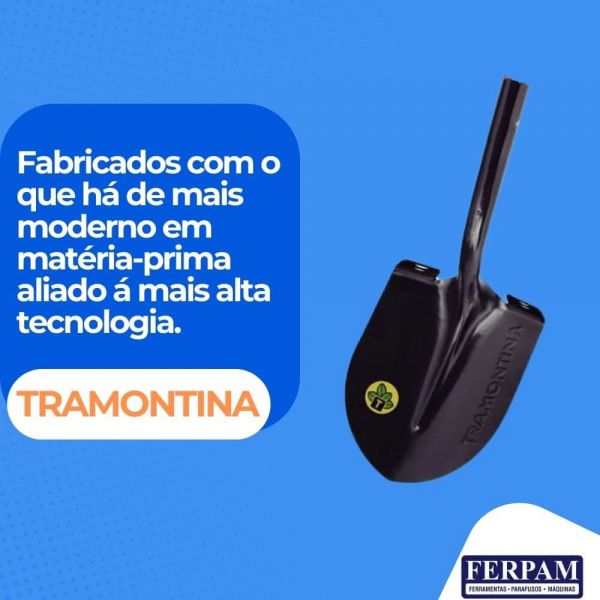 Pá de Bico Reto em Aço com Cabo de Madeira Apoio Pé Tramontina