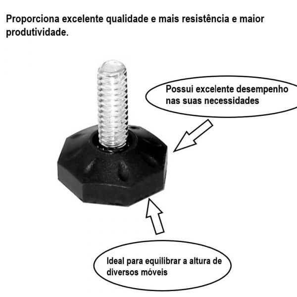 Pé Nivelador Oitava 1/4X3/4” Completa